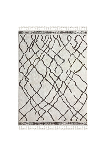 Homelux Marcie Rectangular Rug, 200X290, Geometric, White, Light Brown, Polyester
