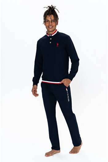 U.S. Polo Assn. Чоловічий ліцензований USPA 100% бавовняний темно-синій комплект для домашнього одягу 2 шт.