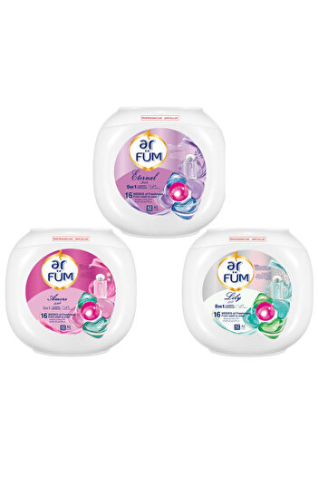 ArFum PODS,5-in-1 Laundry Detergent Capsule,16 Week of Fragrance (Eternal,Amore,Lily),3x42(126 Pods)