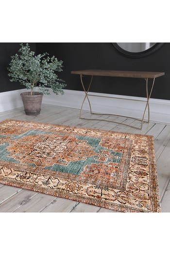 Homelux Ryno rug, rectangular, 230X290 cm, traditional, turquoise, brown, cream, polyester
