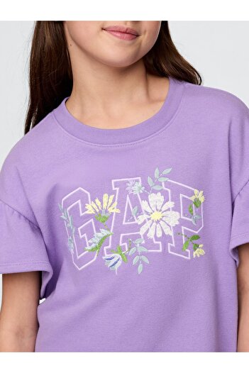 GAP Kız Çocuk Mor Vintage Soft Sweatshirt Elbise