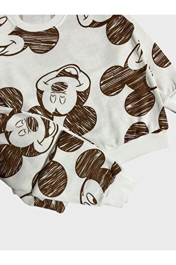ALİŞ KİDS Boy's Cotton Raster White Brown Long Sleeve Pajamas Set