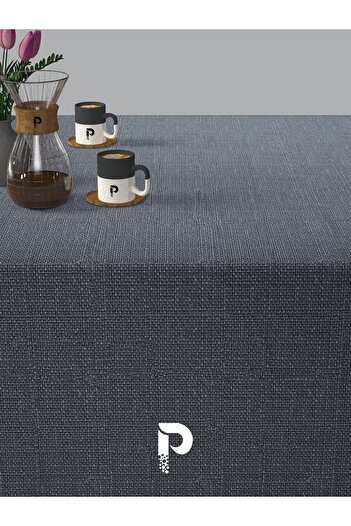 Perle Dark Indigo Color Linen Textured Tablecloth