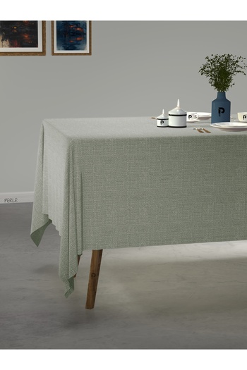Perle Mint Color Linen Textured Tablecloth