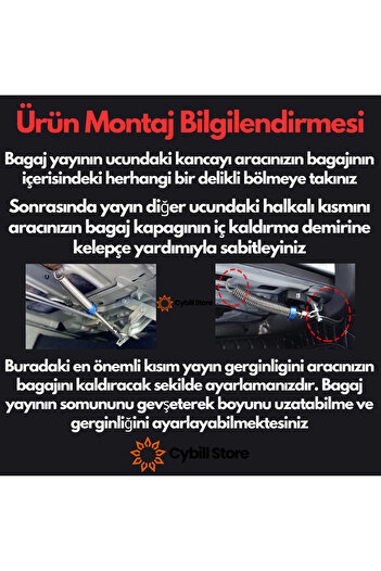 CybillStore Ayarlanabilir Otomatik Bagaj Yayı Tekli 1 Adet
