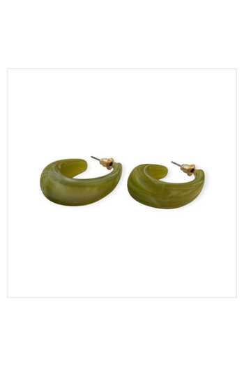 Bujiteri Acrylic Long C-Shaped Green Color Earrings 3.5cm