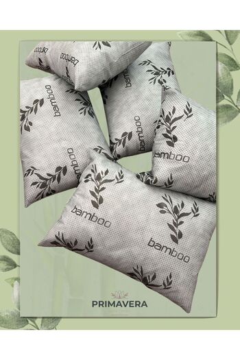 Primavera Home 4 Pieces Gray Bamboo Series Washable Antiallergic Silicone Fiber Pillow 50X70Cm 800 Gr