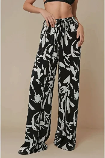 Hiccup Relaxed Cut Elastic Waist Patterned Trousers