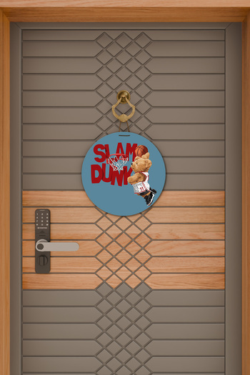 Rugmood Μοντέρνο στολίδι πόρτας Μπλε Slam Dunk Teddy Bear Στολίδι εξωτερικής πόρτας