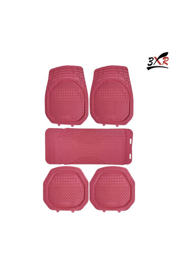 Generic 3XR Car Floor Mat Set, PVC Universal Non-Slip Mats for All Seasons, Pink, 5 Pcs