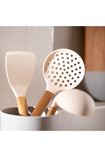 Chakra Agni Acacia Service Colander 31 cm Natural