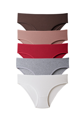 Lolitam Women's 5-Piece Corded Cotton Panties