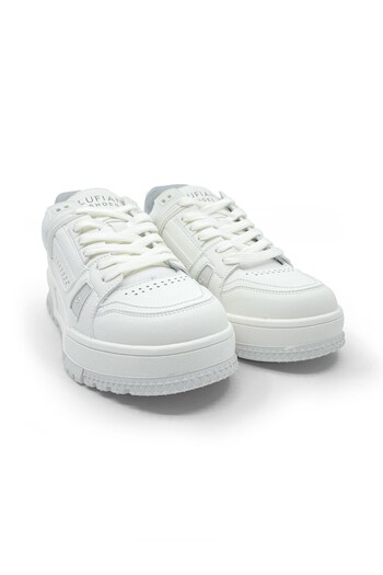 Lufian Genuine Leather Lace-Up Men's Sneaker Casual Shoes White