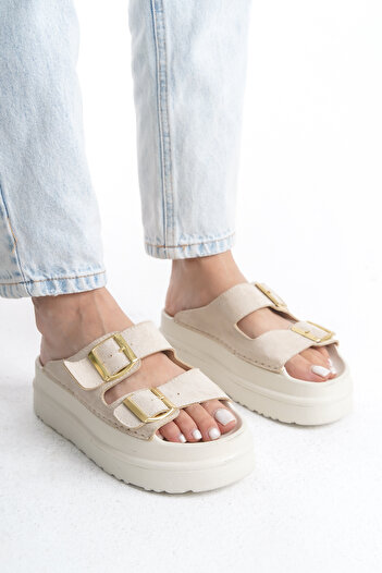 Limeo Double Buckle Summer Women's Daily High Wedge Sole Slippers Sandals Shoes