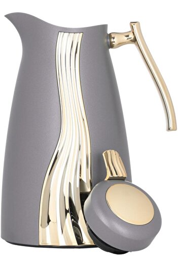 ALSAIF Karma Plastic Thermos Set 1 Liter Cappuccino Gold