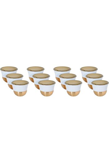 ALSAIF Amber Porcelain Arabic Coffee Cups Set 12 Pieces 80 Ml White/Gold