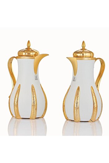 ALSAIF Sana Stainless Steel Thermos Set 2 Pieces 1/1 Liter Golden Beige