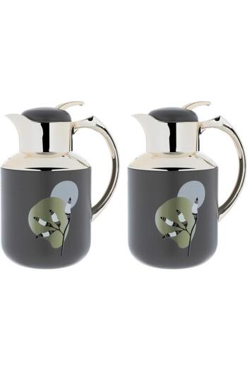ALSAIF Florya Pro Plastic Thermos Set 1 Liter 0.5 Liter Dark Grey