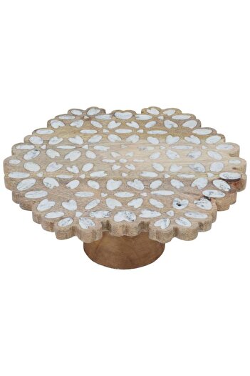ALSAIF Wooden Cake Stand 10 X 10 X 5.5 Cm With Base Brown