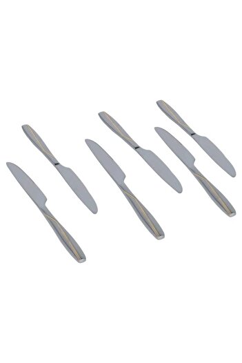 ALSAIF Steel Fruit Knife Set Gold Engraved 6 Pieces White