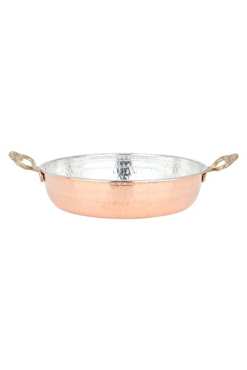 ALSAIF Copper Frying Pan With Two Handles Hascevher 19X19X4.5 Cm Turkish Copper