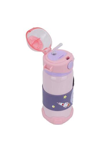 ALSAIF Plastic Water Bottle For Children 500 Ml Astronaut Pattern With Straw Pink
