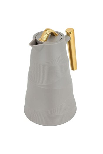 ALSAIF Bamboo Glass Thermos 1 Liter Plastic Body Golden Grey
