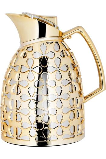 ALSAIF Andalusia Glass Thermos Set 0.75/1 Liter Silver Gold