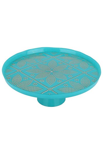ALSAIF Glass Serving Stand 32X32X12 Cm Turquoise