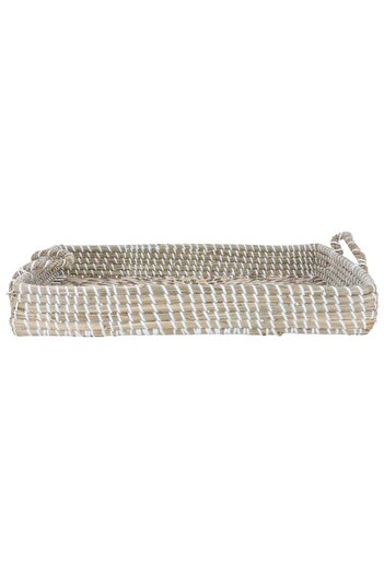 ALSAIF Wicker Tofareya 37 X 27 X 5 Cm Rectangle Seashell Pattern Hand Small Beige
