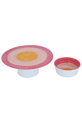 ALSAIF Steel Cake Stand 30 X 30 X 10 Cm Round Base Pink
