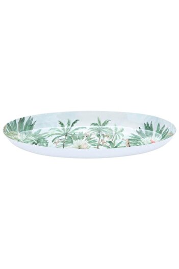 ALSAIF Porcelain Dessert Serving Dish 40.5X20X4 Cm Oval Green