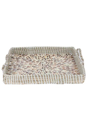 ALSAIF Wicker Tofareya 37 X 27 X 5 Cm Rectangle Seashell Pattern Hand Small Beige