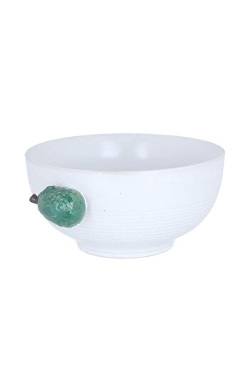 ALSAIF Porcelain Soup Bowl 20.3 X 15.1 X 7.5 Cm Decorated With Avocado White