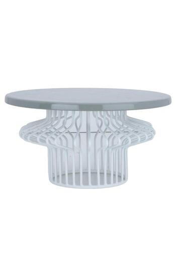 ALSAIF Steel Serving Stand 11 X 20 X 20 Cm Round Light Grey