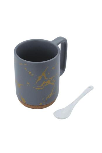 ALSAIF Porcelain Mug 300Ml Spoon Gray