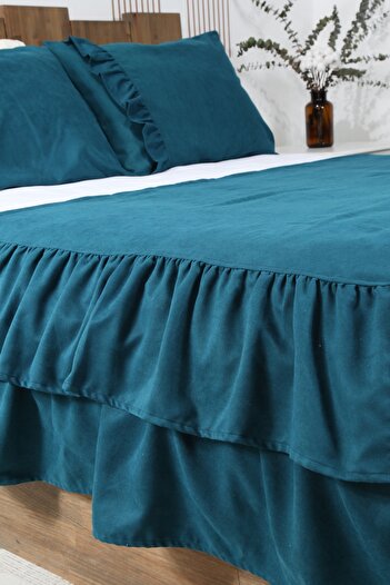 cotton maison Poli Yatak Runner Takımı Fırfırlı 80x220 Cm