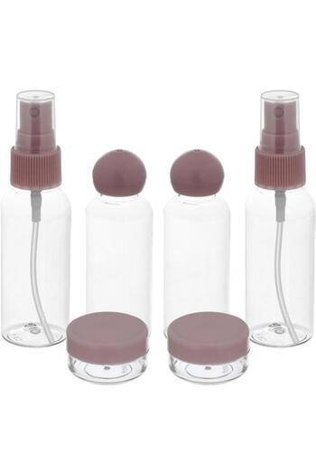 ALSAIF So Set Of Bottle + Plastic Travel Containers Portable With Case 50 Ml 6 Pieces Pink