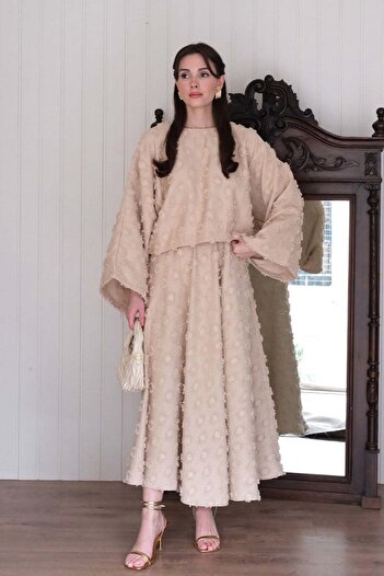 Ceylan Otantik Cream Tassel Detail Skirt Set