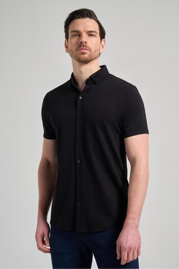 İmza Чорна класична сорочка Slim Fit - італійський комір, прямий крій, без кишень, бавовняна сорочка на ґудзиках 1004250156_001
