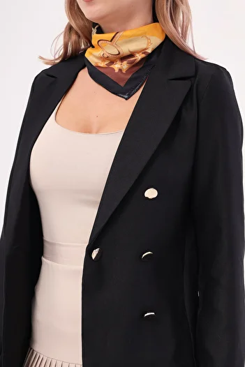 armonika Women's Black Buttoned Jacket ARM-20K001151