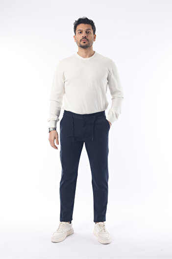 İDS COLLECTİON Άνετο παντελόνι Slimfit Jogger Seasonal Navy Blue Lycra