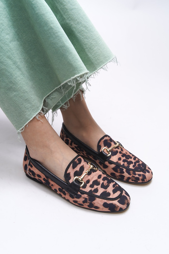 Riccon Ophisalia Leopard Patterned Women's Ballerinas - 001293