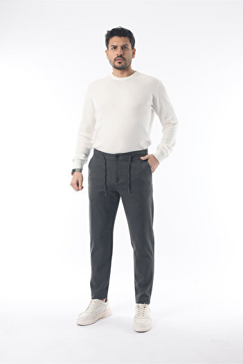 İDS COLLECTİON Slimfit Jogger Seasonal Άνετο Παντελόνι Lycra Anthracite