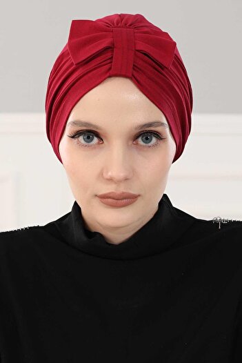 Aisha's Design Front Bowknot Bonnet,B-7,Burgundy