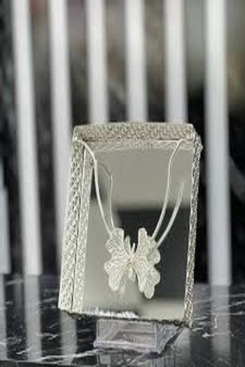 LİZYA BABY Decorative Luxury Silver Square Napkin Holder Butterfly Motif Desktop Napkin Holder
