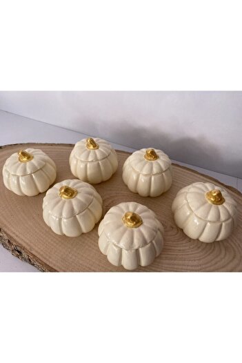 PULCA SHOP Handmade 6-Piece Mini Pumpkin Design Turkish Delight Bowl, Dragee, Coffee and Tea Side Serving Bowl