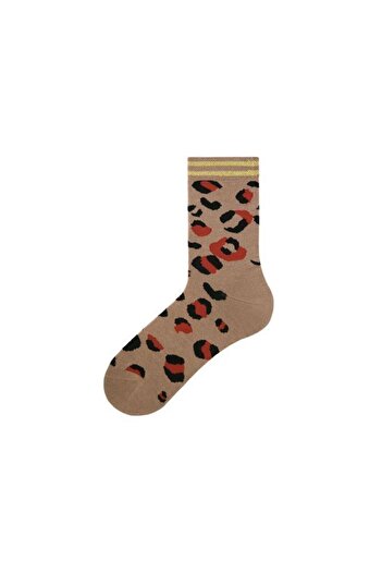 Bross Women's Leopard Patterned Gray Socks