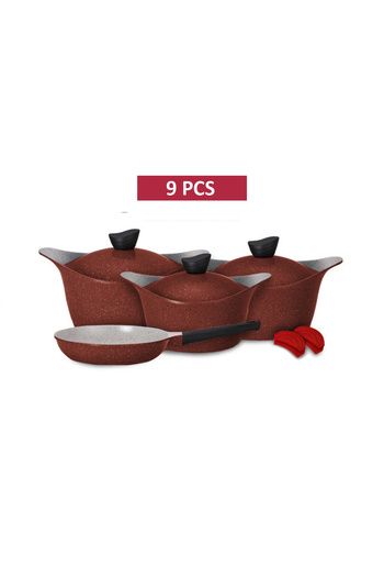 badreig LAHOYA CERAMIC COATED COOKWARE SET 9 PCS (RED)