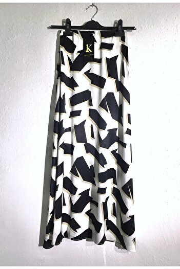 Kahra Collection Fusta din satin cu model geometric de 80 cm